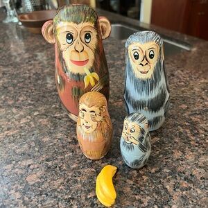 Five piece hand painted monkey nest dolls, collector